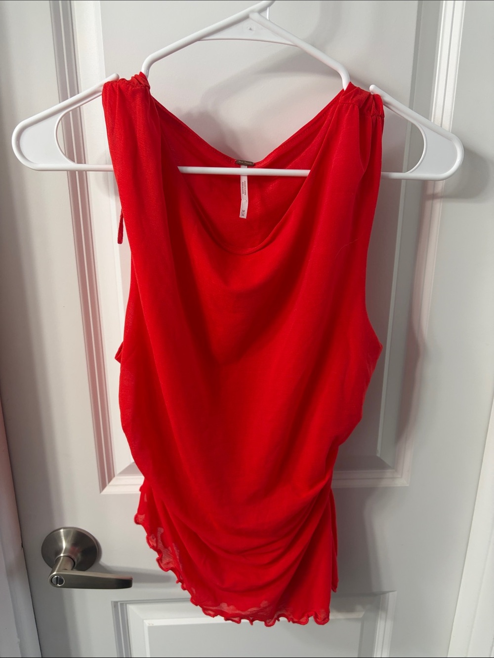 Free People Red Ruched Sleeveless Blouse